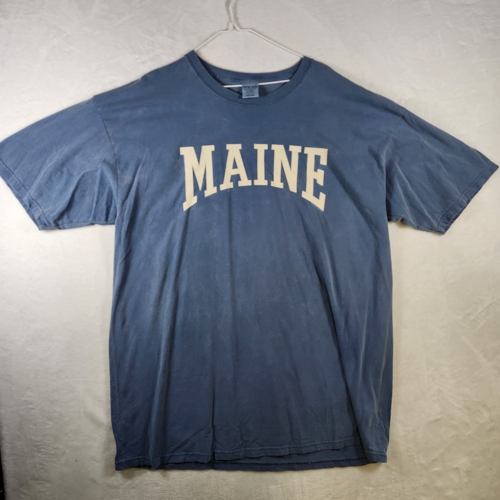 Comfort Colors Maine T-Shirt Mens XXL Blue Short Sleeve Graphic Tee State - Picture 1 of 6